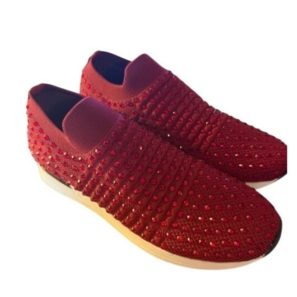 Kenneth Cole Reaction Cameron Jewel Jogger Burgundy Rhinestone Sneakers Womens 7